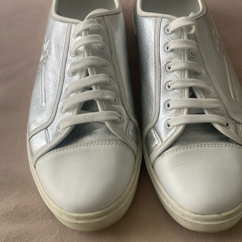 Silver and White Sneakers